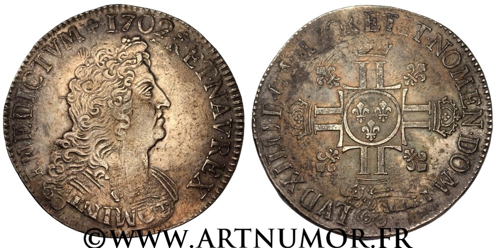 Louis XIV - Ecu aux 8L, 2ème type. Date et atelier illisibles