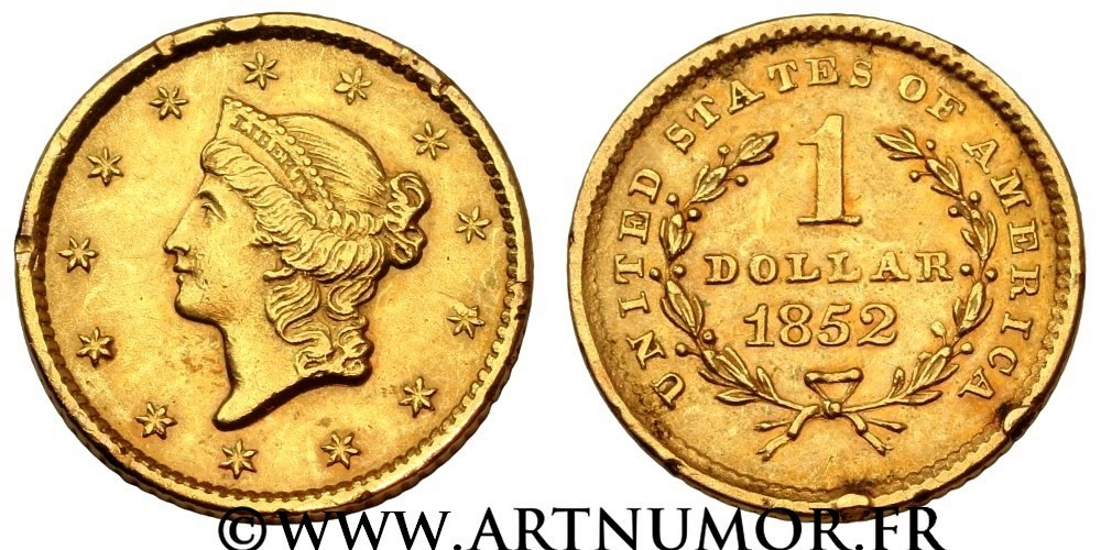 USA - 1 Dollar Liberty Head, 1852 Philadelphie