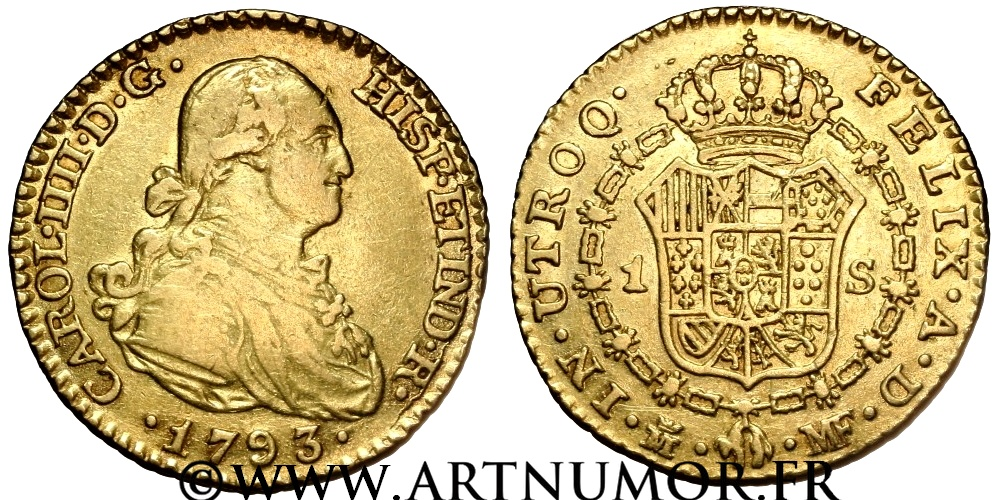 Espagne - Charles IV, Escudo 1793 Madrid