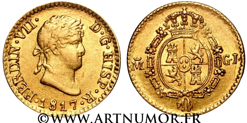 Espagne - Ferdinand VII, 1/2 escudo 1817 Madrid