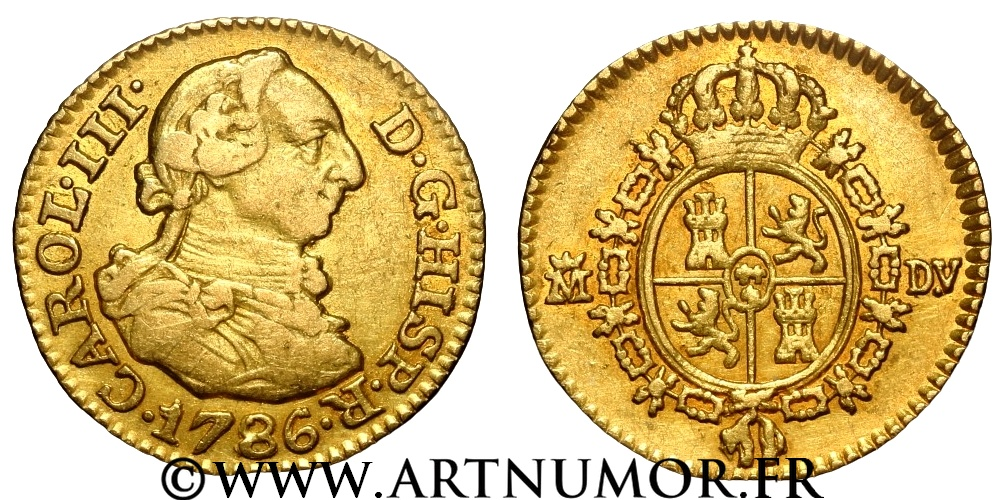 Espagne - Charles III, 1/2 escudo 1786 Madrid