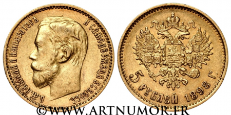 Russie - Nicolas II, 5 Roubles 1898 Saint-Pétersbourg