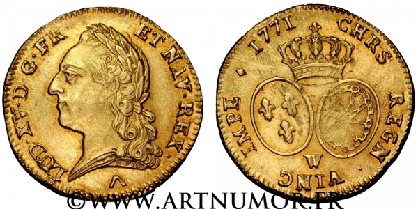 Louis XV - Double louis d'or à la vieille tête, 1771 W Lille