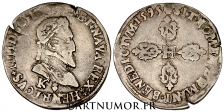 Henri IV (1589-1610) - Demi franc, 1595 K Bordeaux. TB+