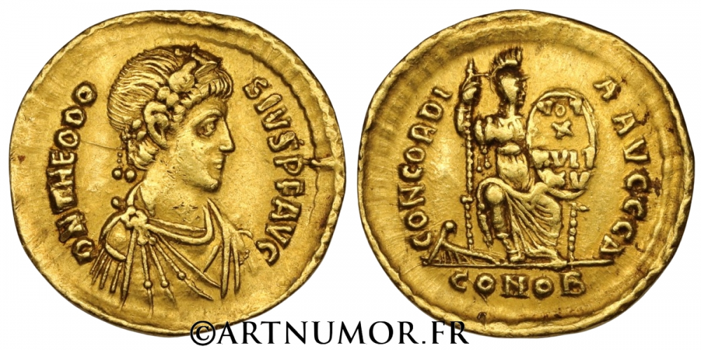 THÉODOSE I (379-395) - SOLIDUS, CONSTANTINOPLE. TTB