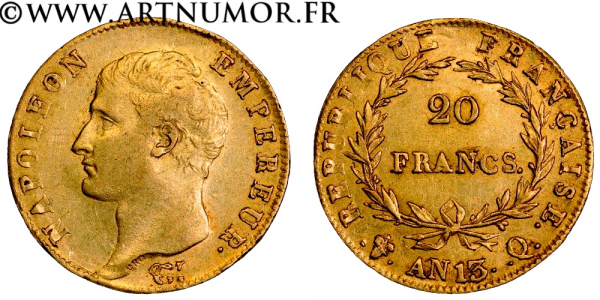 Premier Empire - Napoléon I, 20 Francs tête nue...