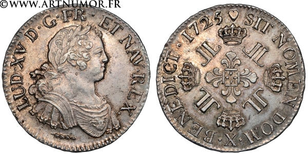 Louis XV - Ecu aux 8 L, 1725 X Amiens