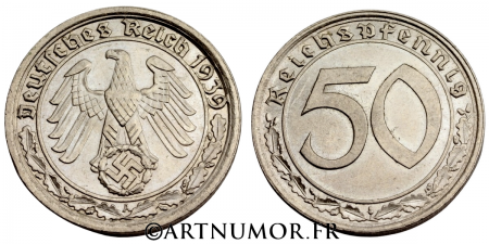 Allemagne - 50 Pfennig, 1939 Berlin. SPL