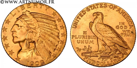 USA - 5 Dollars "Tête de...