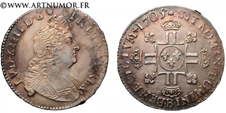 Louis XIV - Demi ecu aux 8...