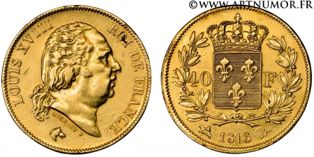 Louis XVIII - 40 Francs Or,...