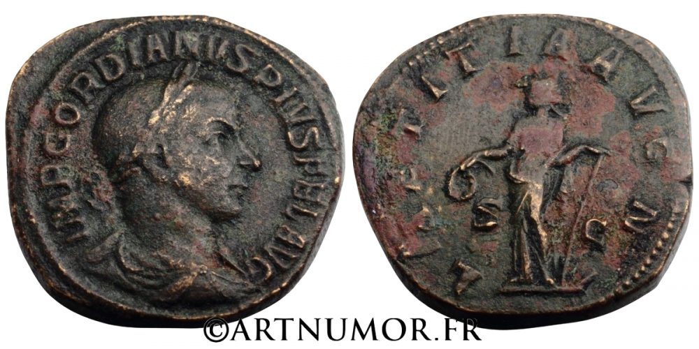 Gordien III (238-244) - Sesterce, Rome. TB+