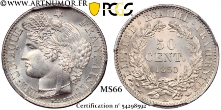 Cérès - 50 Centimes, 1850 A...