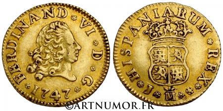 Espagne - Ferdinand VI, 1/2 Escudos, 1747 Madrid. TTB+