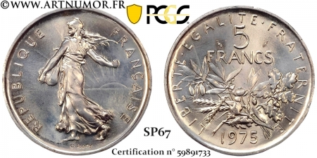 Piéfort - 5 Francs Semeuse 1975 Argent
