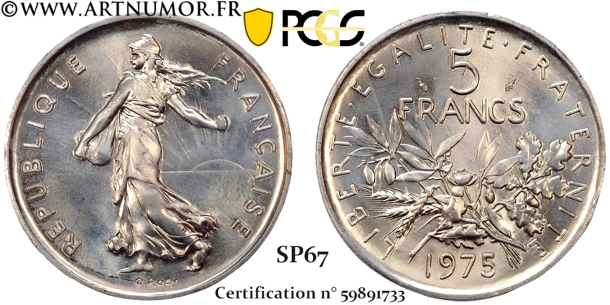 Piéfort - 5 Francs Semeuse 1975 Argent