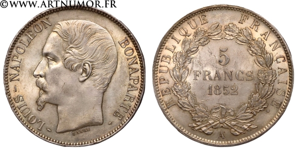 Louis Napoléon Bonaparte - 5 Francs 1er type, 1852 A Paris