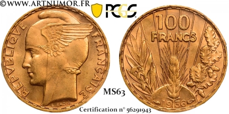 100 Francs Or Bazor - 1936...