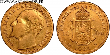 Bulgarie - 10 Leva Or, 1894...