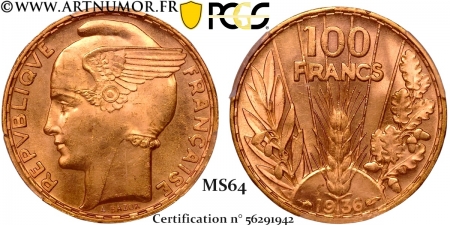100 Francs Or Bazor - 1936...