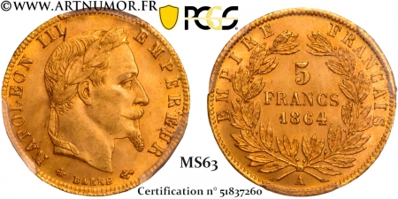Napoléon III - 5 Francs Or,...