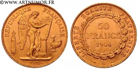50 Francs Or type Génie,...