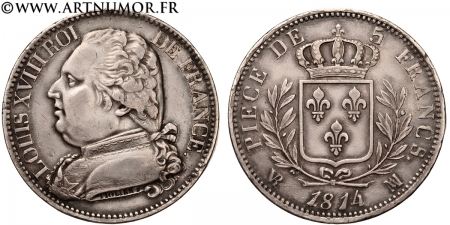 Louis XVIII - 5 Francs au...