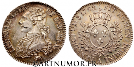 Louis XVI (1774-1793) - 1/2 Ecu, 1792 A Paris. TTB/SUP+