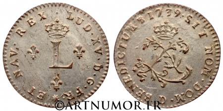 Louis XV - Double sol de billon,  1739 D Lyon. SUP+