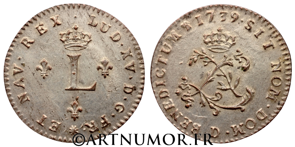 Louis XV - Double sol de billon,  1739 D Lyon. SUP+