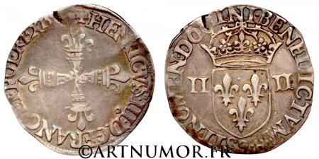 Henri III - Quart 'écu croix de face, 15[79]?  Rennes