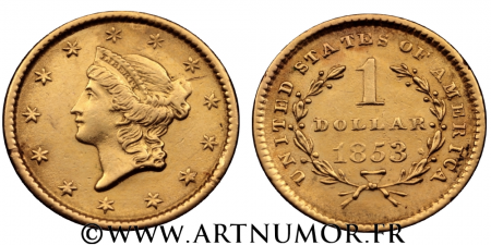 USA - 1 DOLLAR OR, 1853