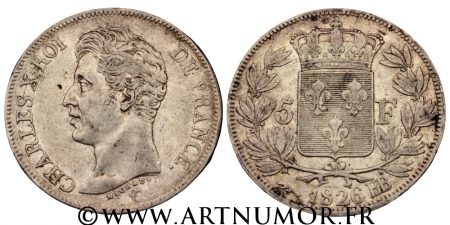 Charles X - 5 Francs, 1826 BB Strasbourg