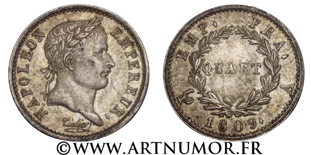 Napoléon I - Quart de franc, 1809 A Paris