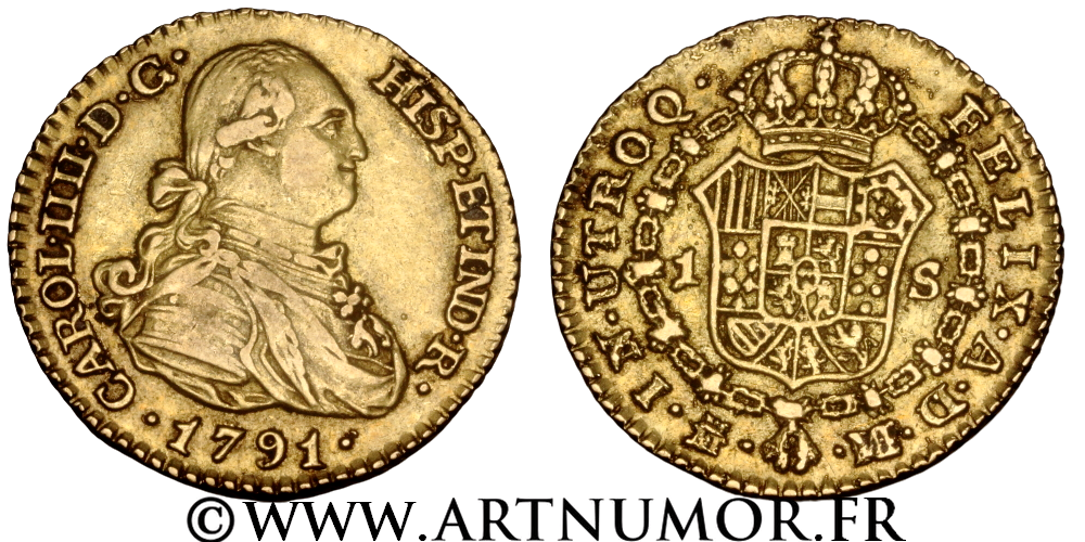 Espagne - Charles IV, 1 Escudo 1791 Madrid