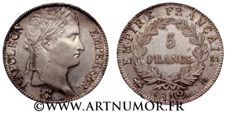 Napoléon Empereur - 5 Francs, 1812 D Lyon