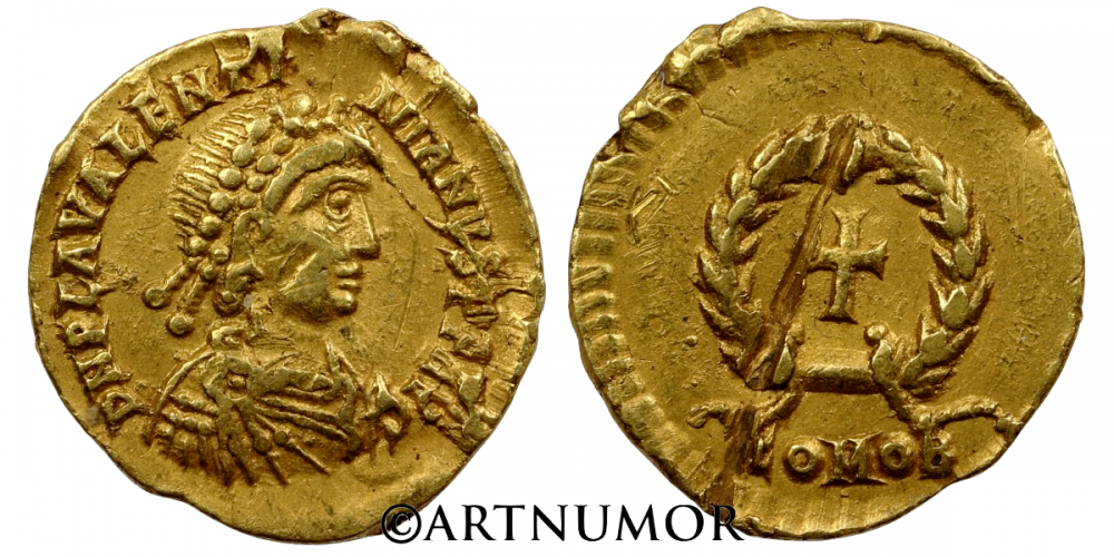 Valentinien III (425-455) - Trémissis, Rome. TTB