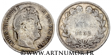 Louis Philippe I - 5 Francs type hybride, 1832 Q Perpignan