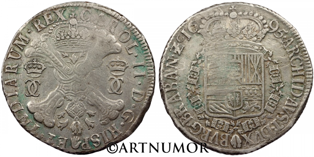 Pays Bas Espagnols - Charles II d'Espagne, Patagon 1695 Anvers. TTB