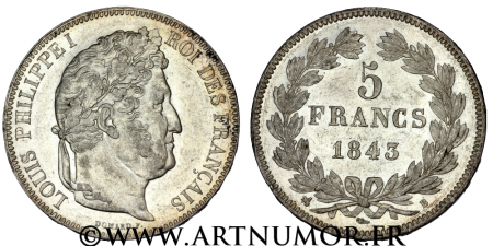 Louis Philippe I - 5 Francs type Domard, 1843 B Rouen