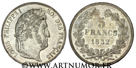 Louis Philippe I - 5 Francs type Domard, 1832 B Rouen