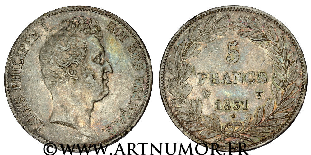 Louis Philippe I - 5 Francs type Tiolier, 1831 W Lille