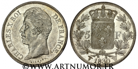 Charles X -  5 Francs, 1830 W Lille