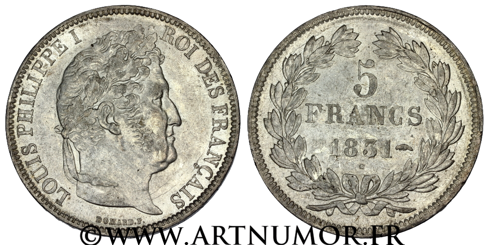 Louis Philippe I - 5 Francs 1er type Domard, 1831 BB Strasbourg