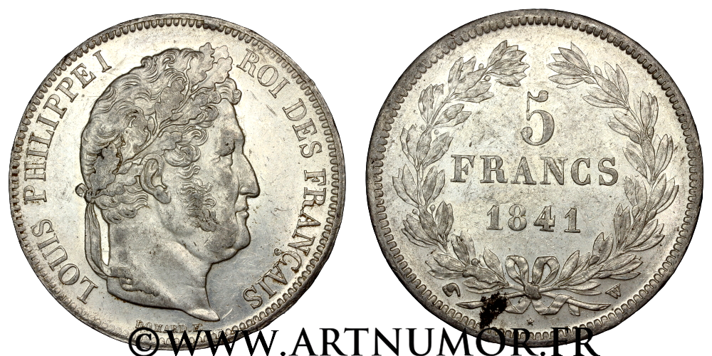 Louis Philippe I - 5 Francs type Domard, 1841 W Lille