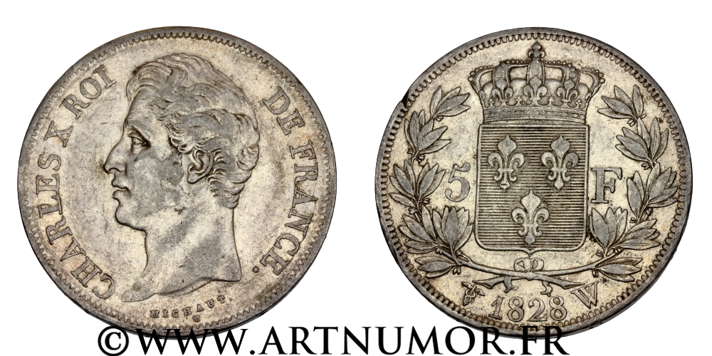 Charles X - 5 Francs 1828 W Lille