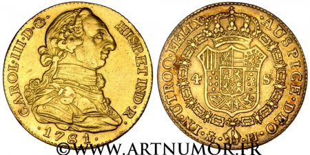 ROYAUME D'ESPAGNE - CHARLES IV, 4 Escudos 1781 Madrid