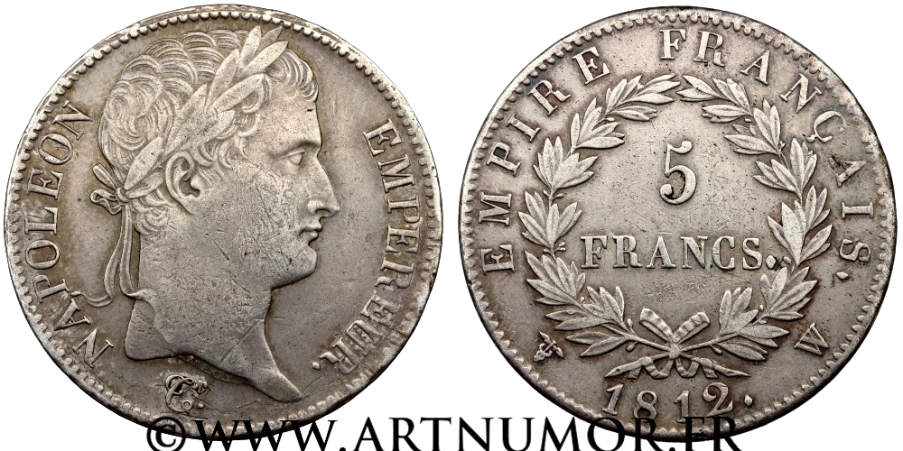 Napoléon Empereur - 5 Francs, 1812 W Lille